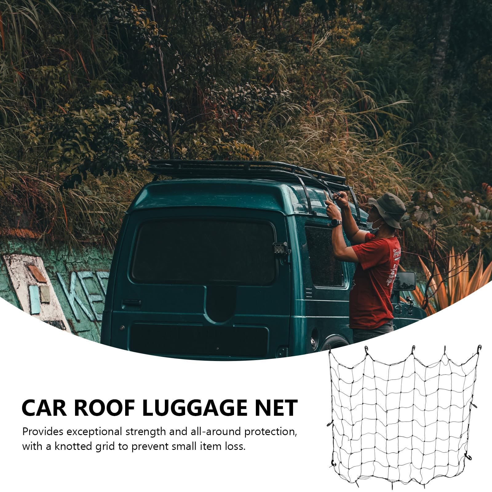 TOYANDONA Filet de Chargement Élastique Noir en Caoutchouc pour Toit de Voiture SUV et Pickup, Protection Intégrale Élasticité, pour Porte-Bagages