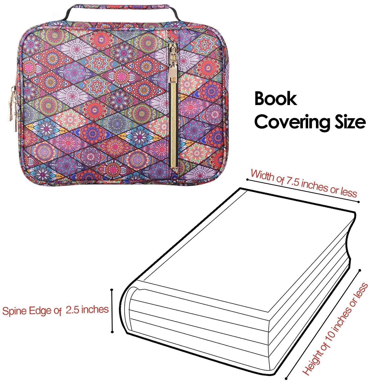 MoKo Copertina per Bibbia con motivo squisito, borsa a mano con cerniera maniglia, custodia impermeabile per libro con dimensioni 10 x 7,5 x 2,5 pollici, per bambini adulti