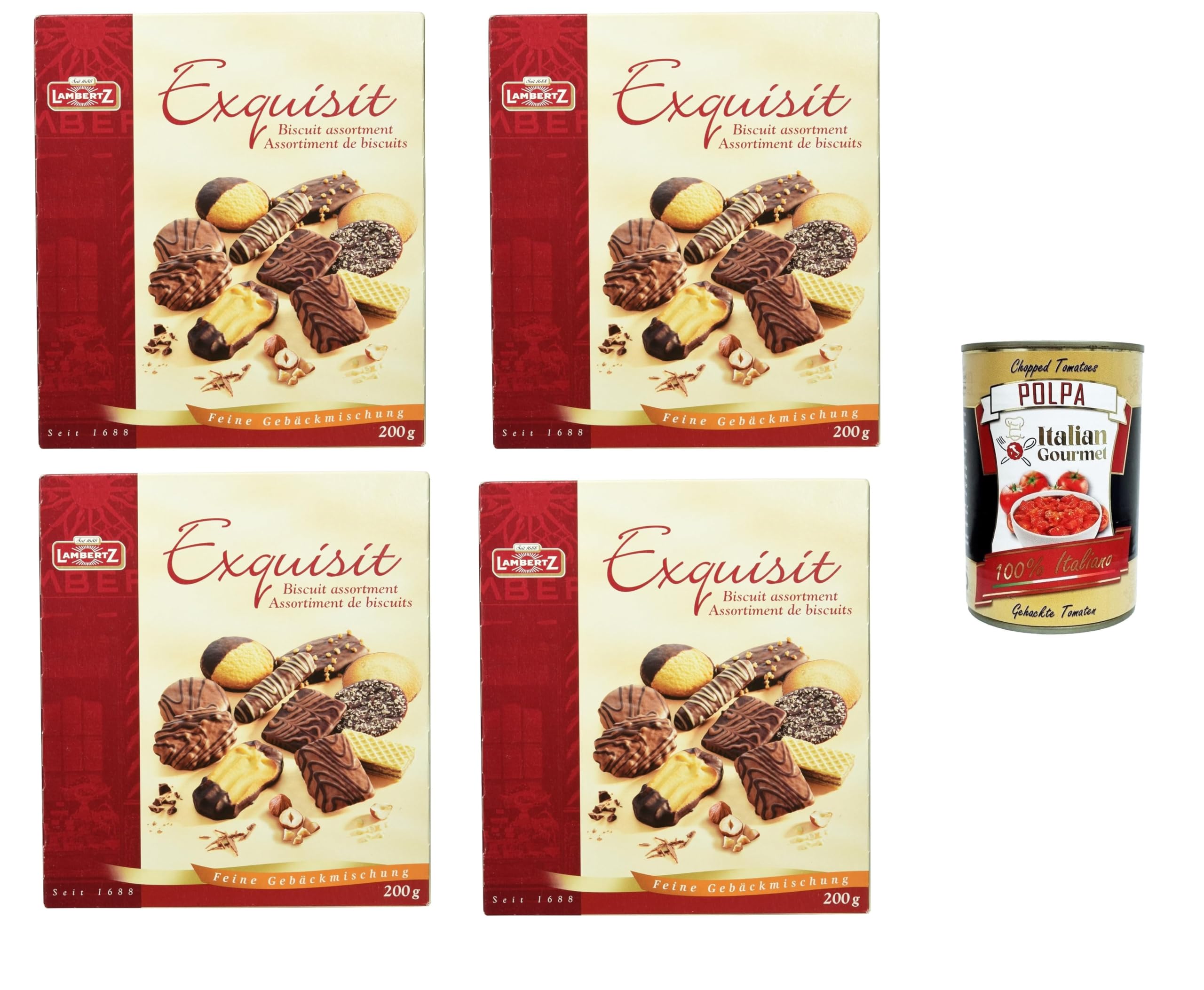 Lambertz Exquisit Mélange de biscuits 4 x 200 g + Italian Gourmet Polpa 400 g