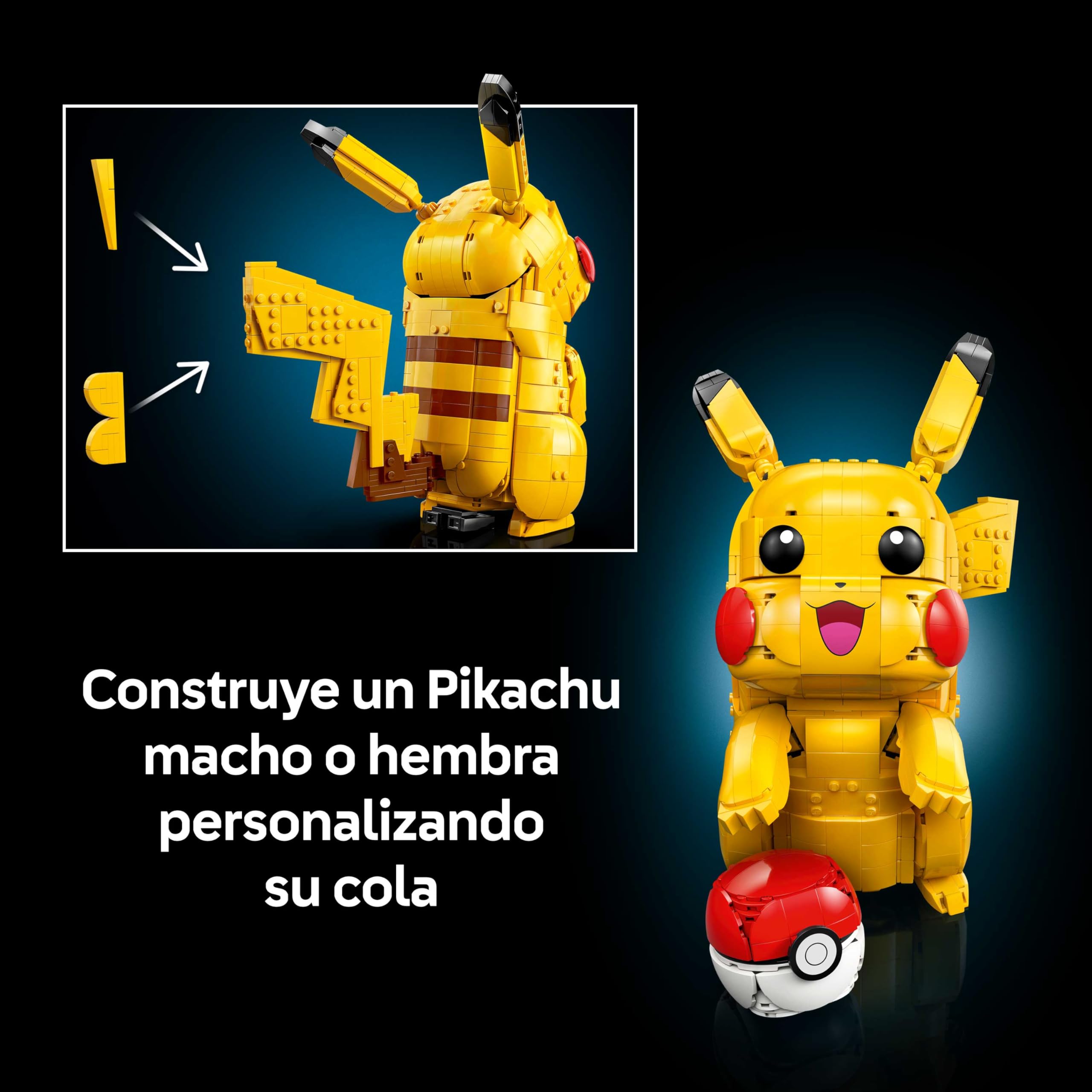 LEGO Pokémon Pikachu y Poké Ball - Maquetas para Construir para Adultos - Figura Articulada de Anime con Base de Exposición - Decoración Gamer de Escritorio - Regalo Coleccionable - 72152