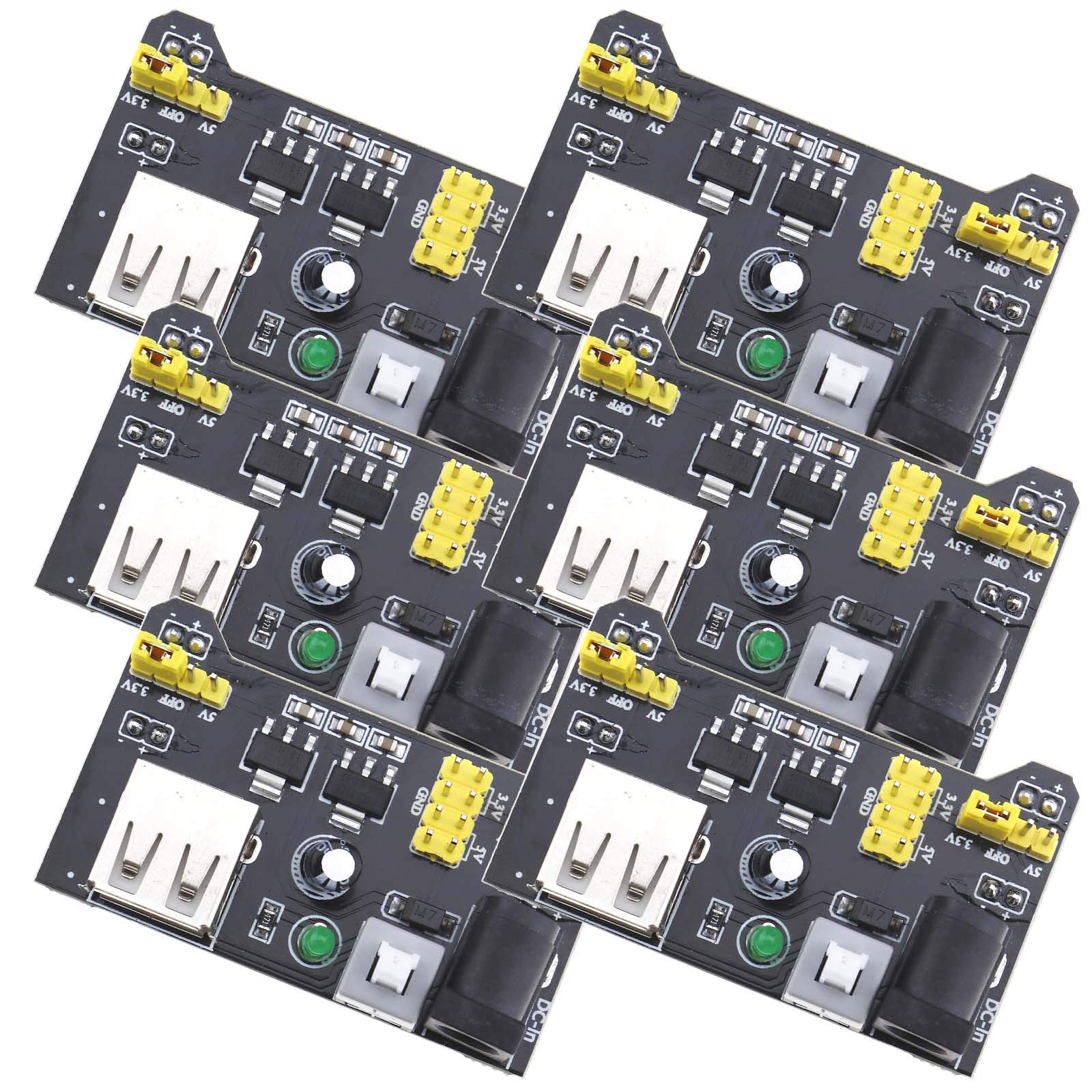 Creative-Idea 6pcs 53x33mm 3.3V 5V Output Voltage DC 6.5-12V Input Voltage Power Supply Module for Breadboard