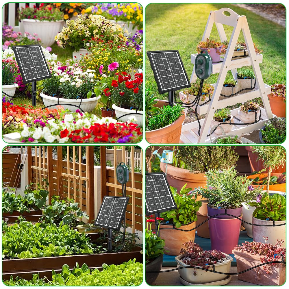 Solar Bewässerungssystem Garten 2026 Urlaubsbewässerung Tropfbewässerung mit Timer, 15m Automatische Bewässerung 132 Modi, Bewässerungssystem Balkon, Bewässerung für Hochbeet, Gewächshaus, Pflanzen
