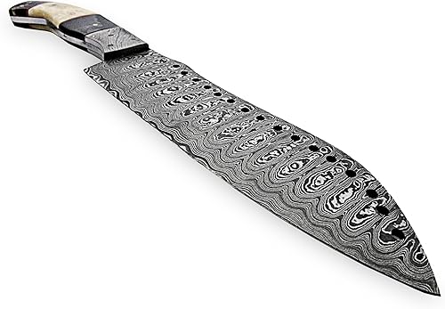 Miniatura 5 de Cuchillo de chef de acero de Damasco estilo CF-43 - beutifull Bull Hurn & Mango de hueso blanco con hermoso refuerzo de demasco