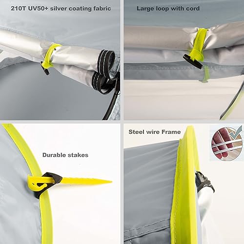 Miniatura 7 de Poray - Tienda de campaña portátil para playa para bebés con protección solar UPF 50+, mosquitera y sombrilla, tienda de campaña de viaje ideal para