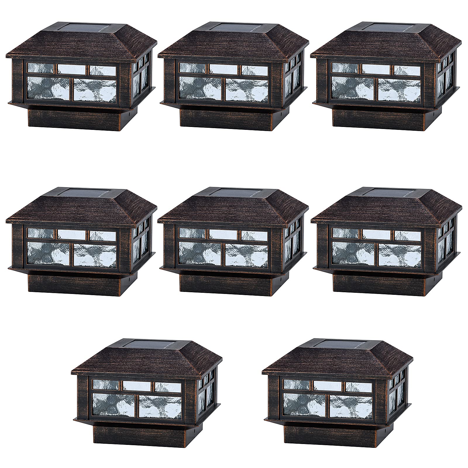 POWGDLT Solar Post Cap Lights – 4-Pack, Waterproof LED Fence Post Lights, Fits 3.5x3.5 / 4x4 / 5x5 Wood Posts, Dusk-to-Dawn Auto On/Off, Color Light