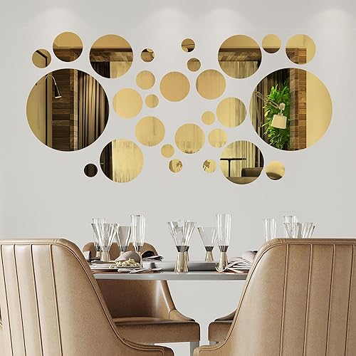 Miniatura 3 de Espejo circular, calcomanía de pared DIY, decoración de pared, 5 unidades, espejo acrílico, calcomanías de pared para sala de estar, calcomanía de