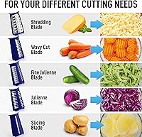 Vista 9 de Zulay Kitchen Rallador Rotativo de Queso de 5 Cuchillas Rallador de Queso - Rallador de Queso Manual de Manivela con Succión Reforzada y 5 Tambores