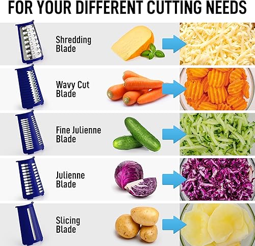 Miniatura 9 de Zulay Kitchen Rallador Rotativo de Queso de 5 Cuchillas Rallador de Queso - Rallador de Queso Manual de Manivela con Succión Reforzada y 5 Tambores