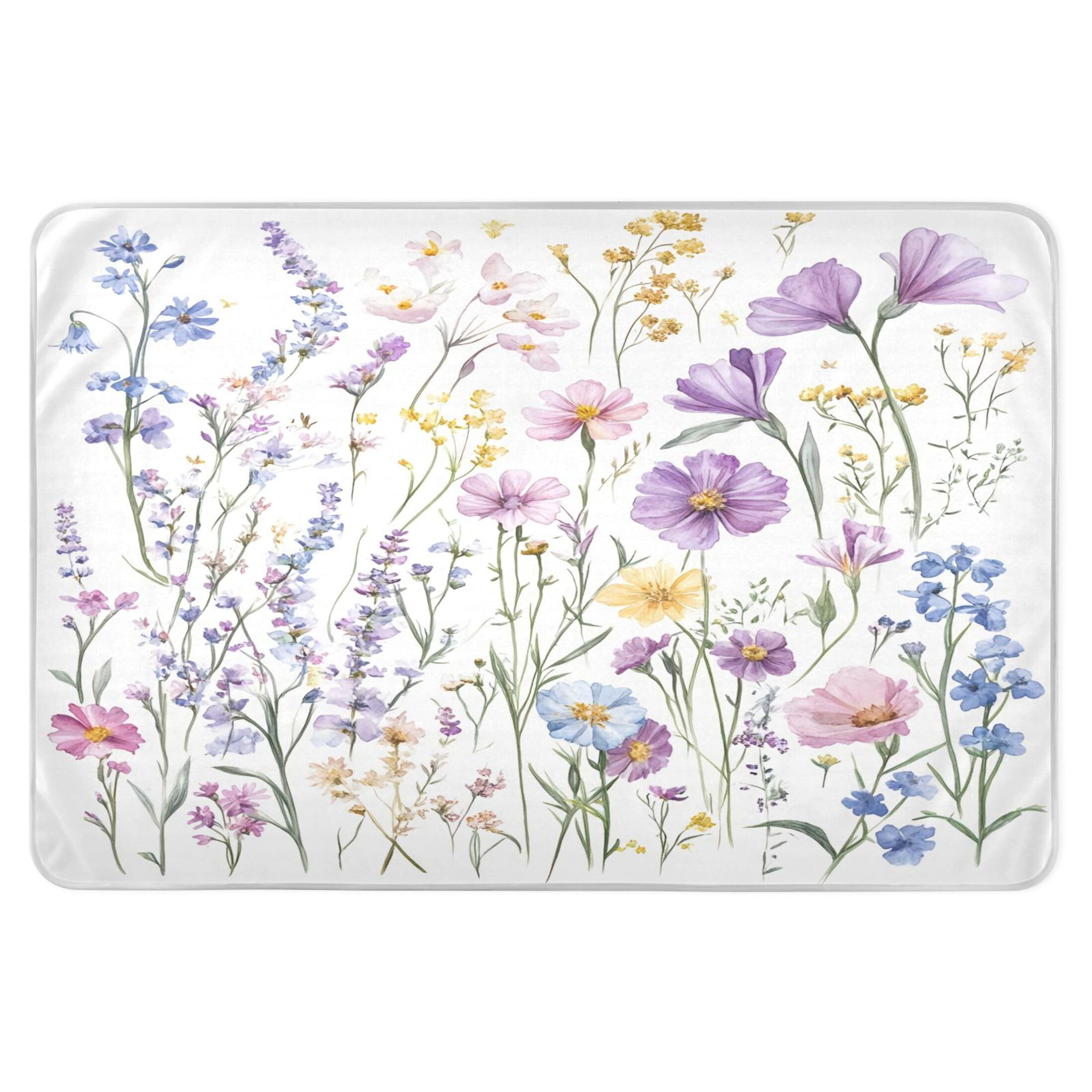 Takiito Watercolor Floral Bed Pad Reusable Bed Underpad Washable Waterproof Leak-Proof Quick Dry Incontinence Pee Pad for Toddlers Kids Adults Pets 34x52 in