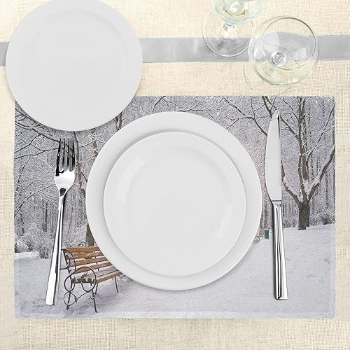 Miniatura 430 de Ambesonne Juego de 4 manteles individuales amarillos y azules, diseño de flores de primavera, flores vibrantes, manteles individuales de tela Azul