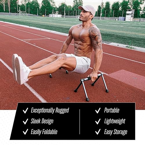 Miniatura 9 de Withgear Barra de empuje plegable, portátil y ligera, resistente de metal de Duraluminio y barra de paralelo para interiores y exteriores para