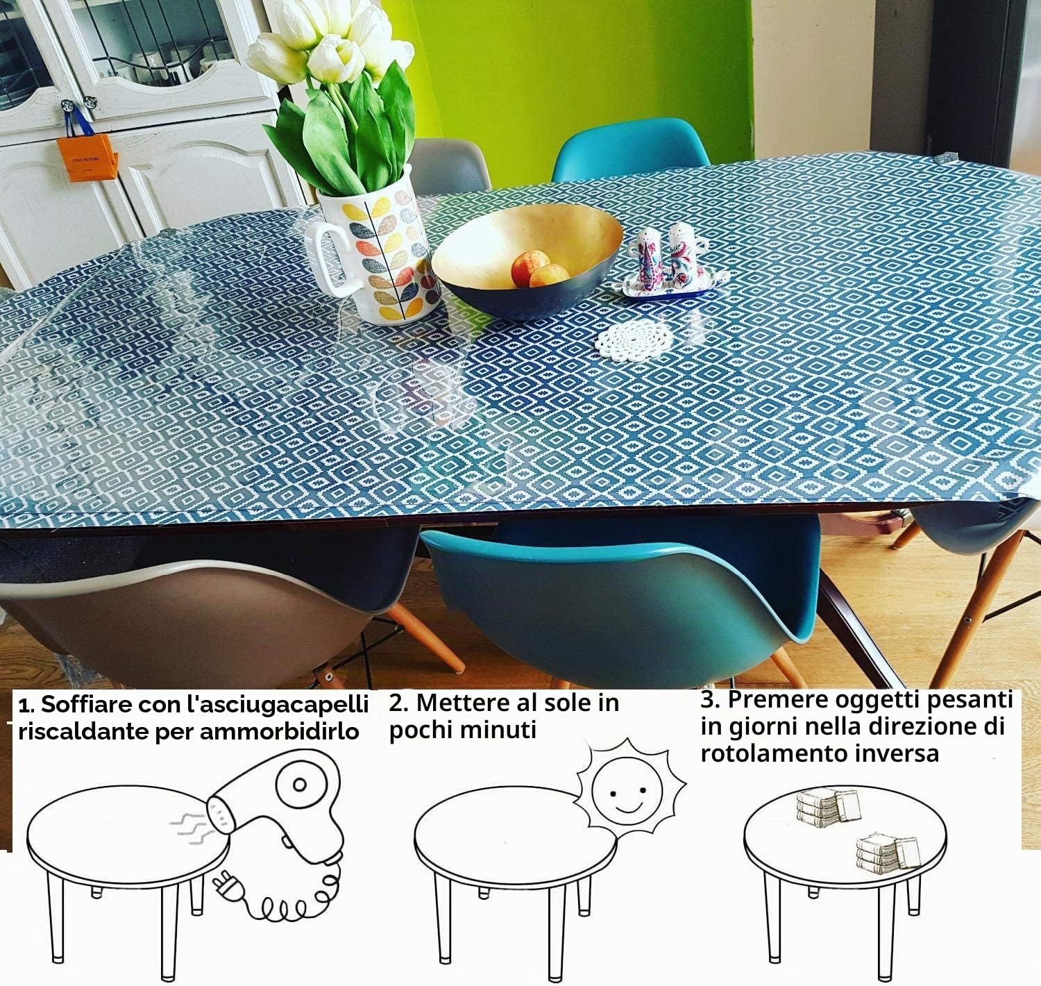 Tovaglia trasparente da 2 mm, in PVC trasparente, 200 x 100 cm, impermeabile, resistente al calore, antigraffio, protezione da tavolo, per tavoli da pranzo, scrivanie e armadi