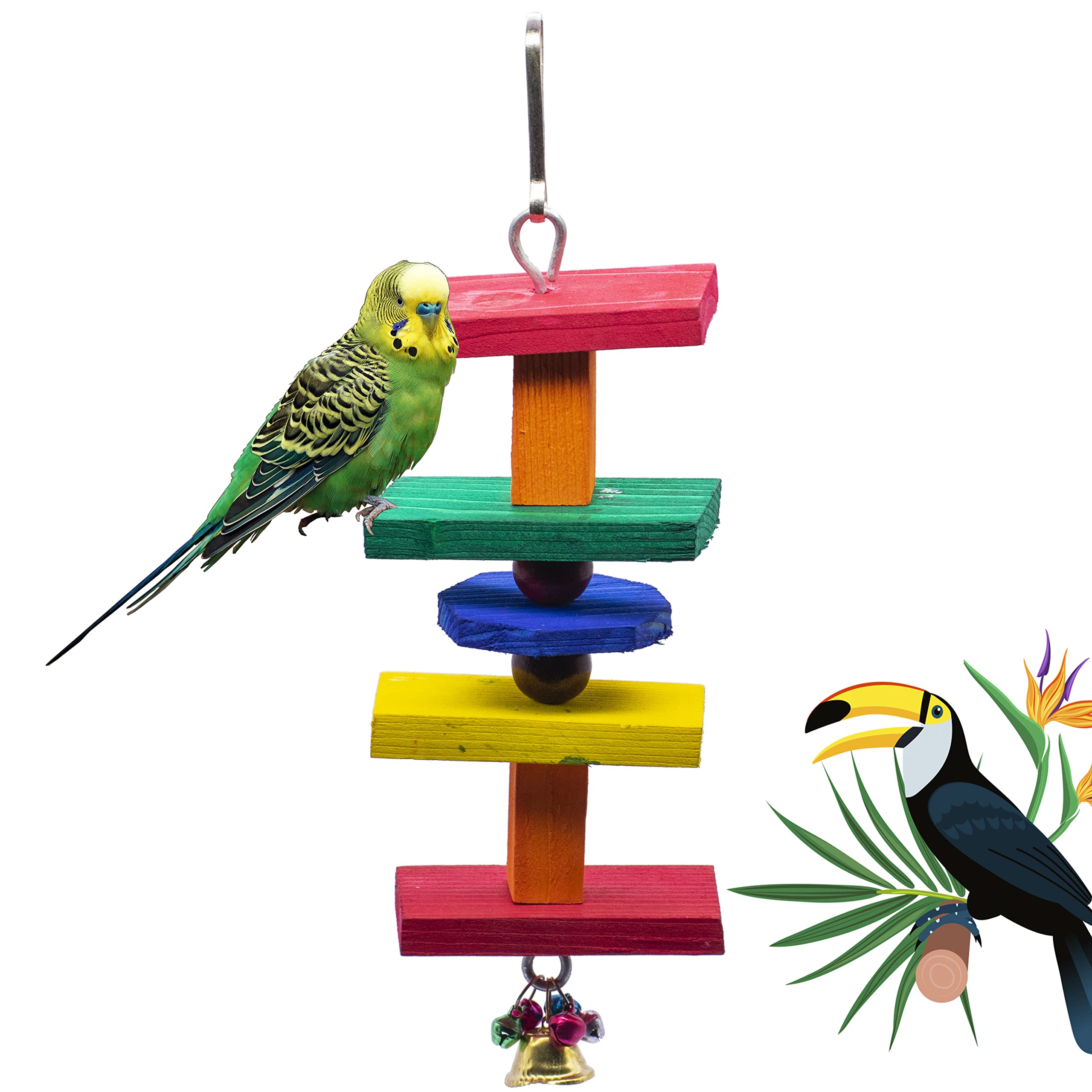 GREENBIRDS Toys Wooden Colorful Hanging Cage Chew Toy for Parrot & Budgie Birds - Handmade Chew Toy - for Relaxing of Small & Medium Birds Parrot (B0BR1DKHF2) Amazon Price History, Amazon Price Tracker