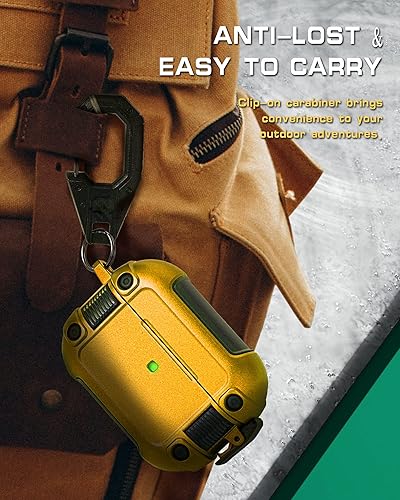 Miniatura 7 de Funda compatible con Airpods Pro con cerradura, funda militar con llavero, cuerpo completo, a prueba de golpes, carcasa rígida compatible con Apple