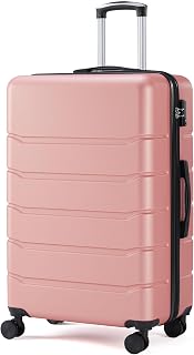 Simple Deluxe 3피스 수하물 세트, 더블 스피너 휠 및 TSA 잠금 장치가 있는 여행 가방, 하드 쉘, 확장 가능한 롤링 경량, 라이트 그레이, 3피스 세트 (20/24/28), 핑크, 24인치, 더블 스피너 휠 및 Tsa 잠금, 하드 쉘 슈트케이스, 확장 가능한 롤링 경량 수하물