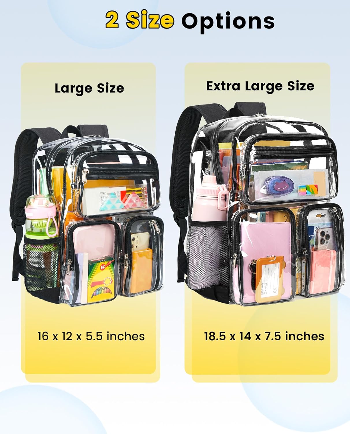 Vorspack Clear Backpack Heavy Duty - Extra Large Clear Bookbag Transparent See Through Backpacks for College Work Festival - Black - Image 2