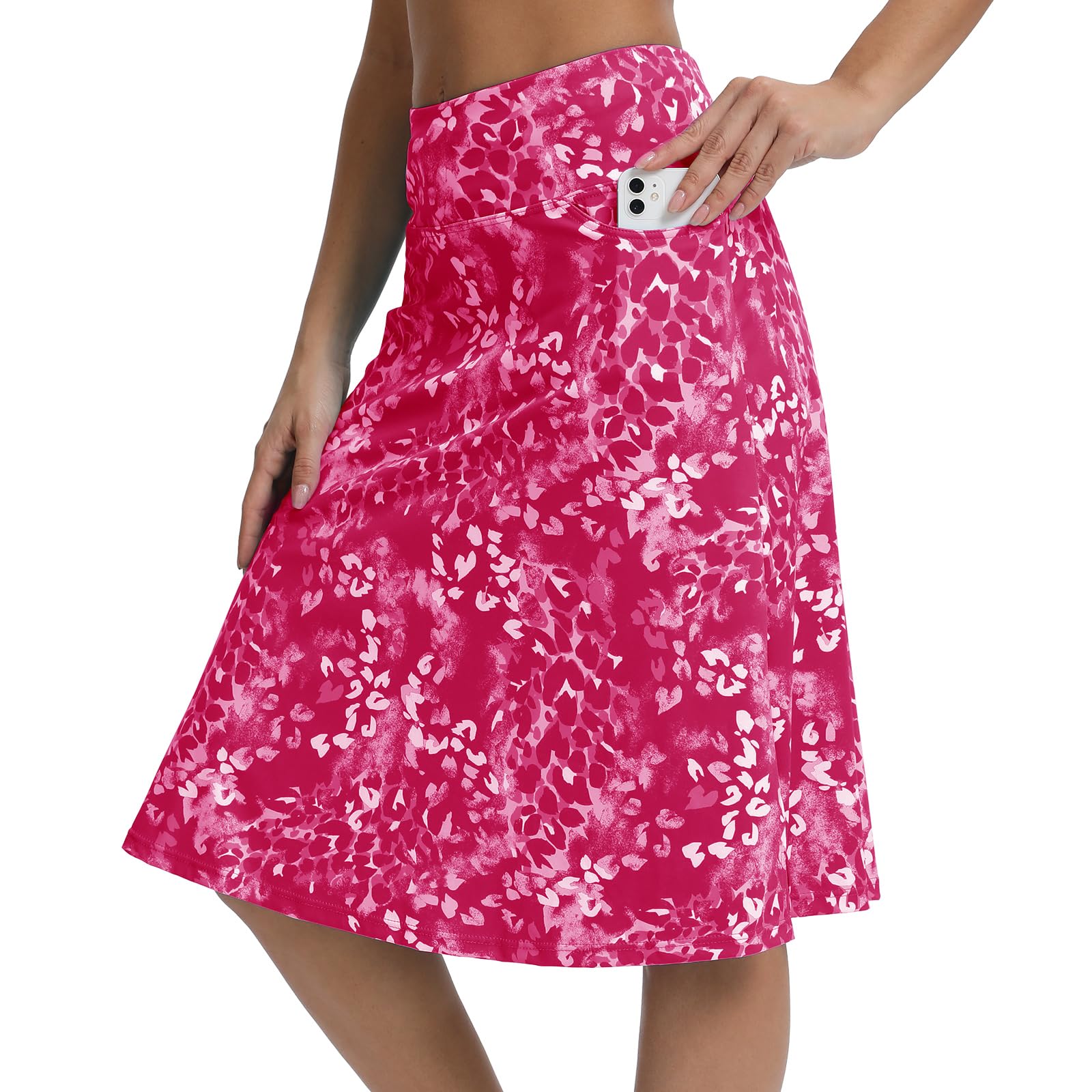 Womens Skorts Modest Knee Length Skirts Athletic Midi Active Running Skirt-image-16