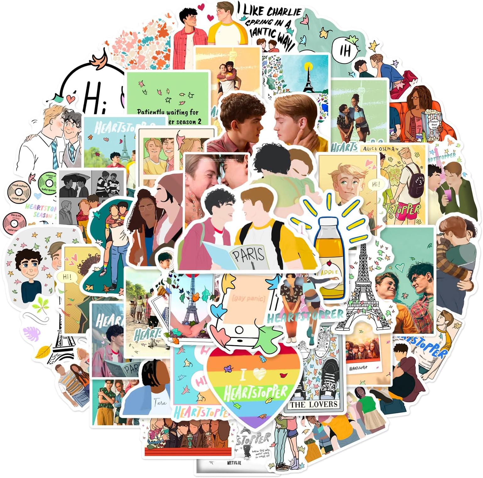 Heartstopper Stickers for Adults - DIY Decoration, Hot TV Series Heartstopper, Waterproof Vinyl Stickers for Phone & Water Bottle