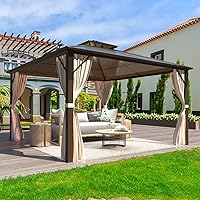 Vista 11 de MELLCOM Gazebo de techo rígido de 12 x 16 pies, gazebo de aluminio de doble techo de policarbonato, glorieta de toldo impermeable para exteriores