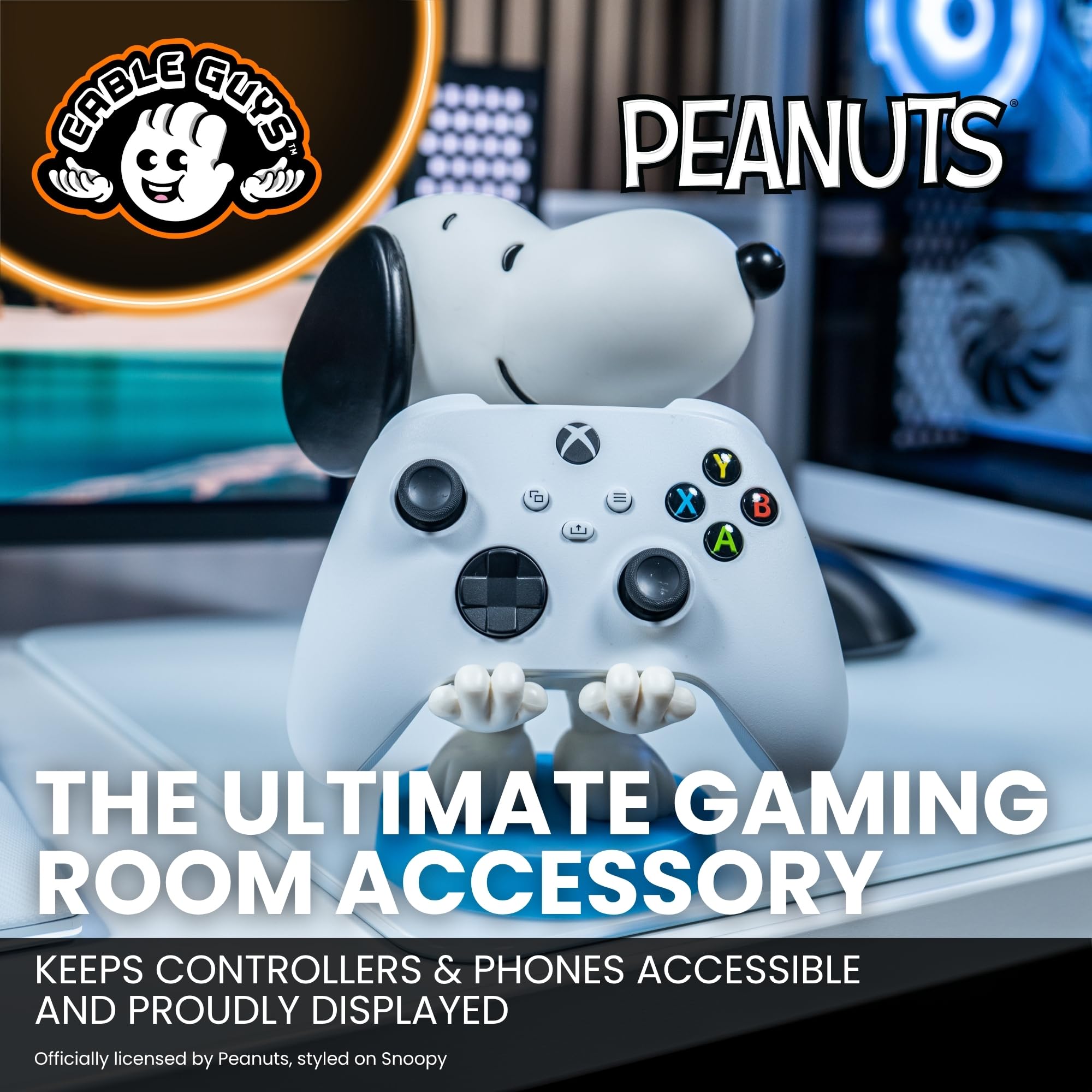 Cableguys Peanuts Snoopy Soporte Mando y Movil - Figuras Soporte para movil y Mando, Compatible con Xbox, PlayStation y la mayoría de mandos estándar, Accesorios Escritorio para Setup Gaming - 3