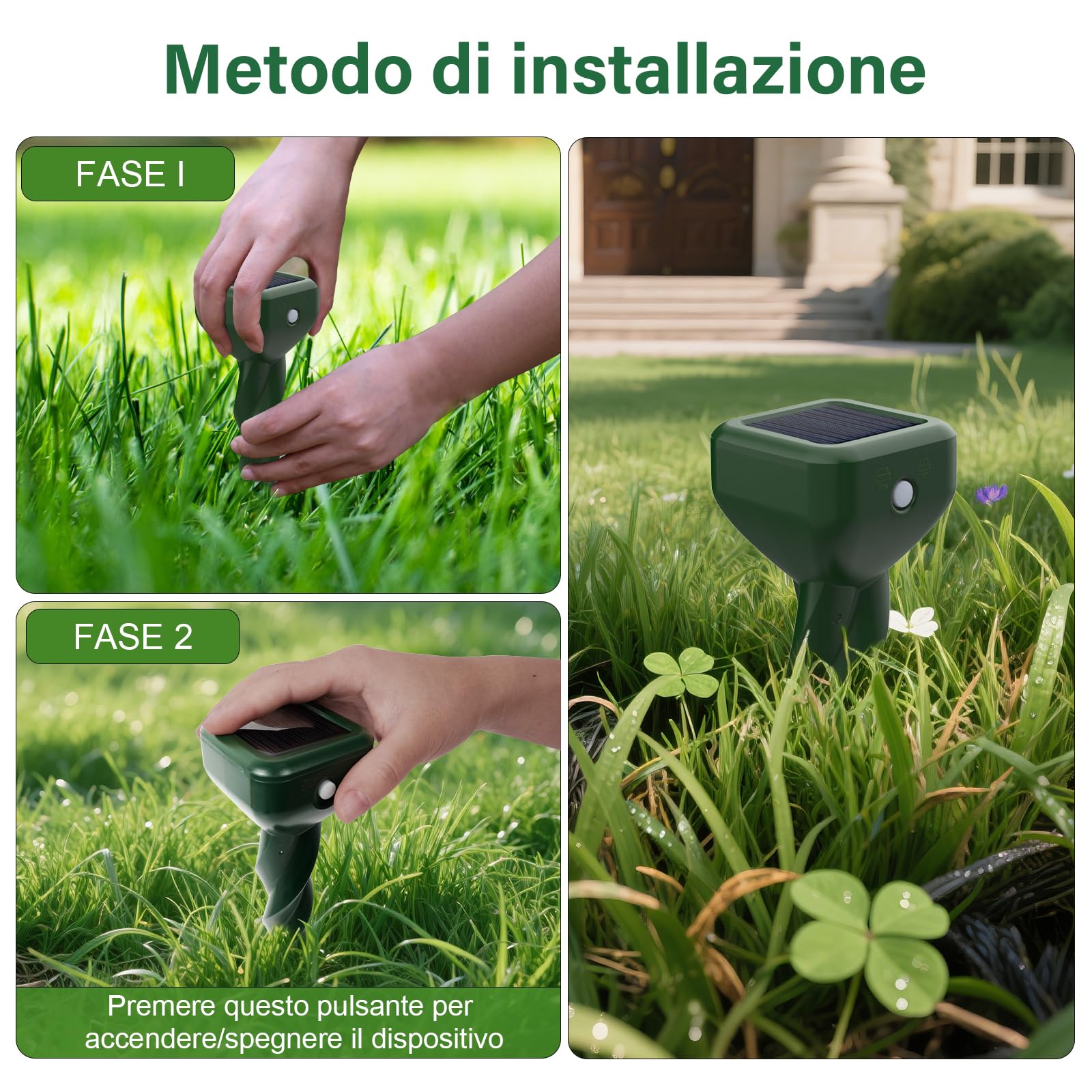 Dissuasori per Talpe, 2 Pezzi Dissuasore per Topi, Repellente per Topi, Scaccia Talpe per Scoiattoli di Terra, Serpenti, Visoni-Verde