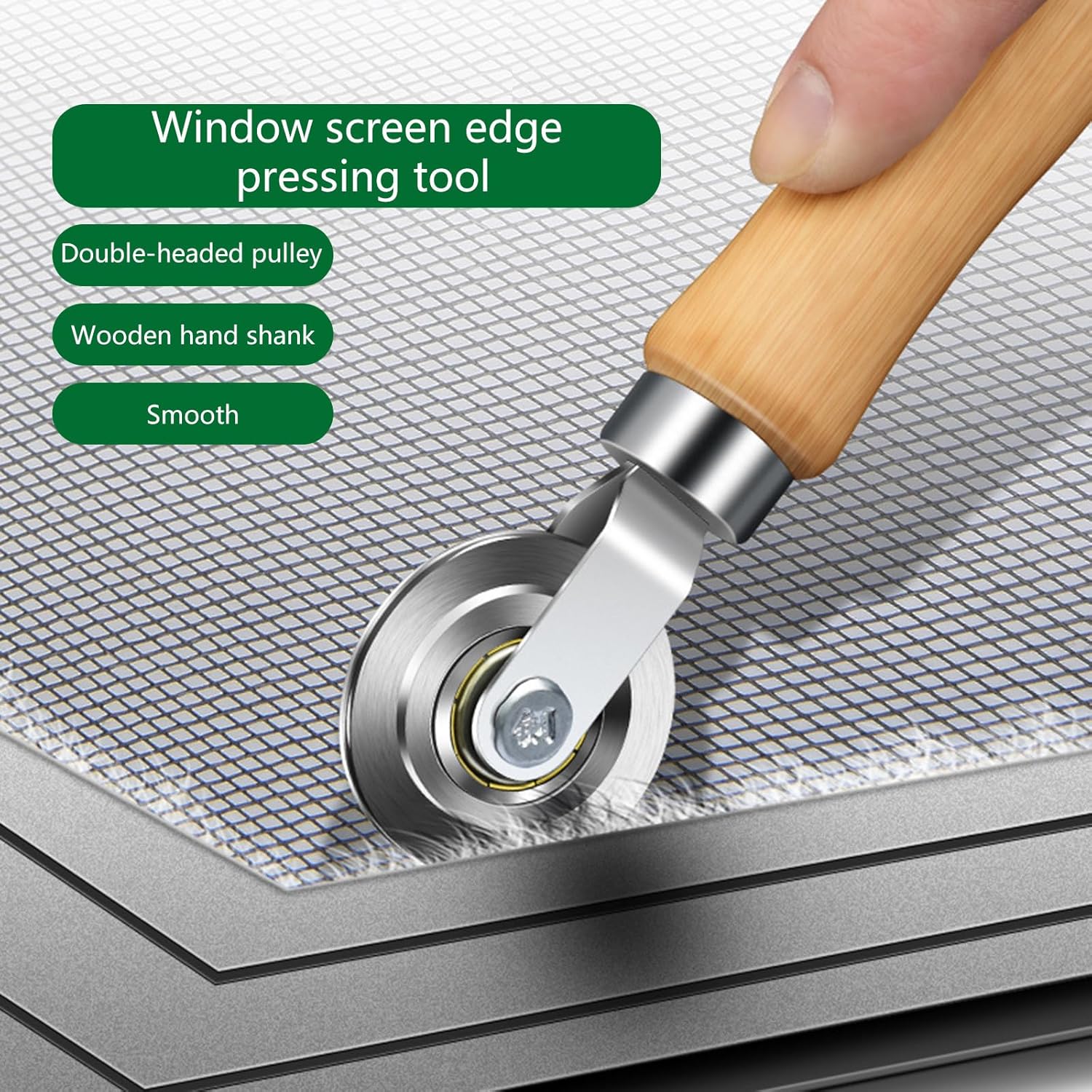 3pc Screen Spline Replacement Tool Ergonomic Wood Handles Metal Rivets for Door Window Meshes Repair and Installation Ergonomic Wooden Handle Spline Roller