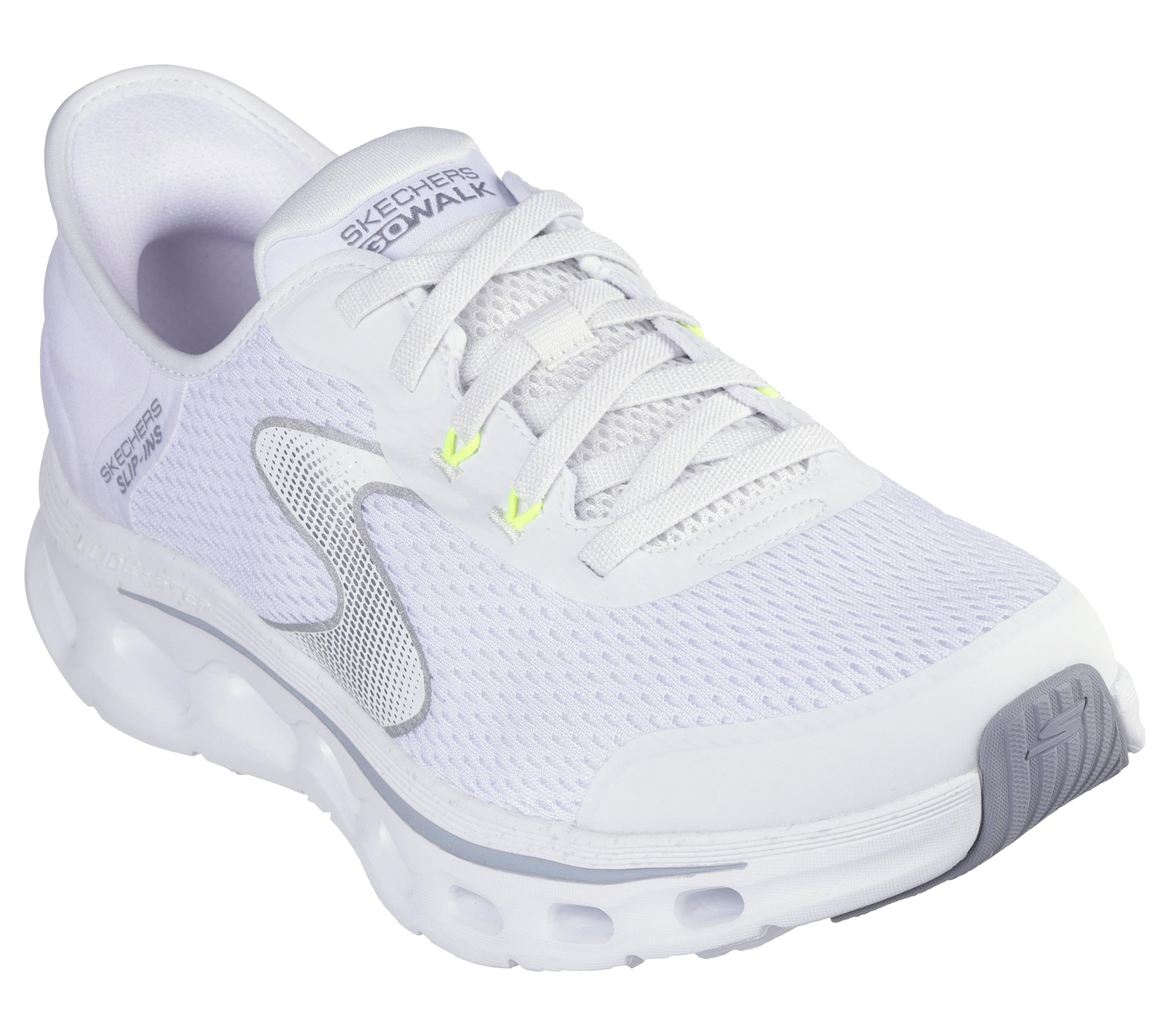 Skechers Men's Go Walk Glide-Step 2.0 Zander Slip-in Trainers, White and Gray Textile/Synthetic, 7.5 UK