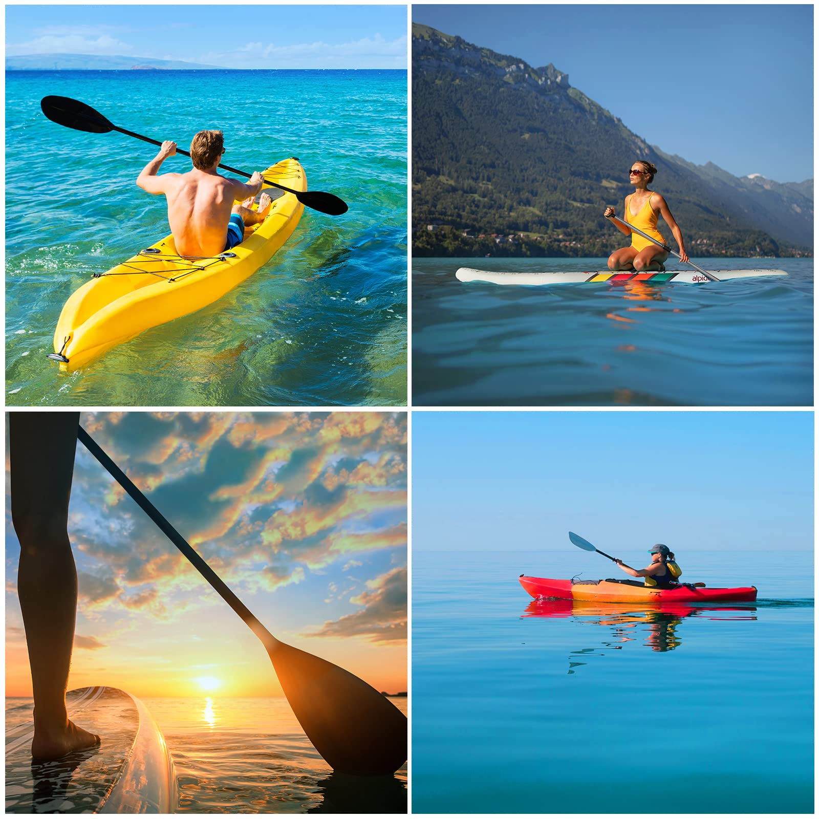 ALPIDEX 2 en 1 Pala Telescópica Aluminio Kayak Ajustable Ligero Doble Paddle Extensible 160-207cm Tabla Surf Sup Canoa Stand Up Paddle Board Kayak Remo