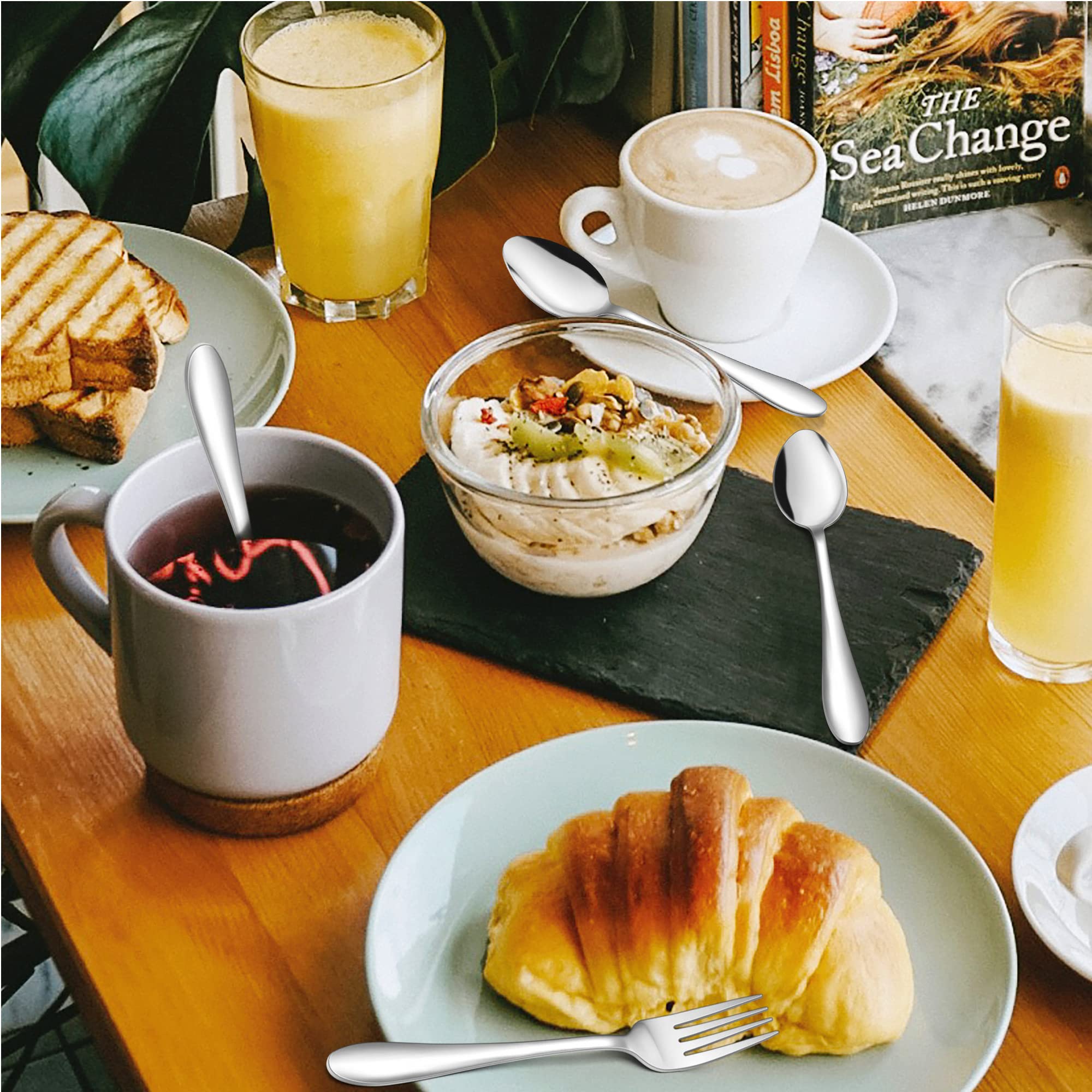 Joyfair Łyżeczki ze stali nierdzewnej, do kawy, herbaty i deserów, lustrzane polerowanie, małe łyżeczki do espresso, zestaw do domu/restauracji/stołówek, trwałe, do mycia w zmywarce, 13,5 cm, 12 szt.