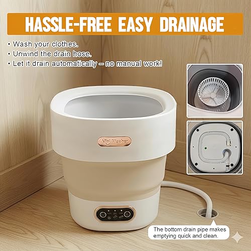 Miniatura 3 de Lavadora plegable portátil, mini lavadora de 13L con cesta giratoria Para calcetines, ropa interior y ropa de bebé Compacta para apartamento,