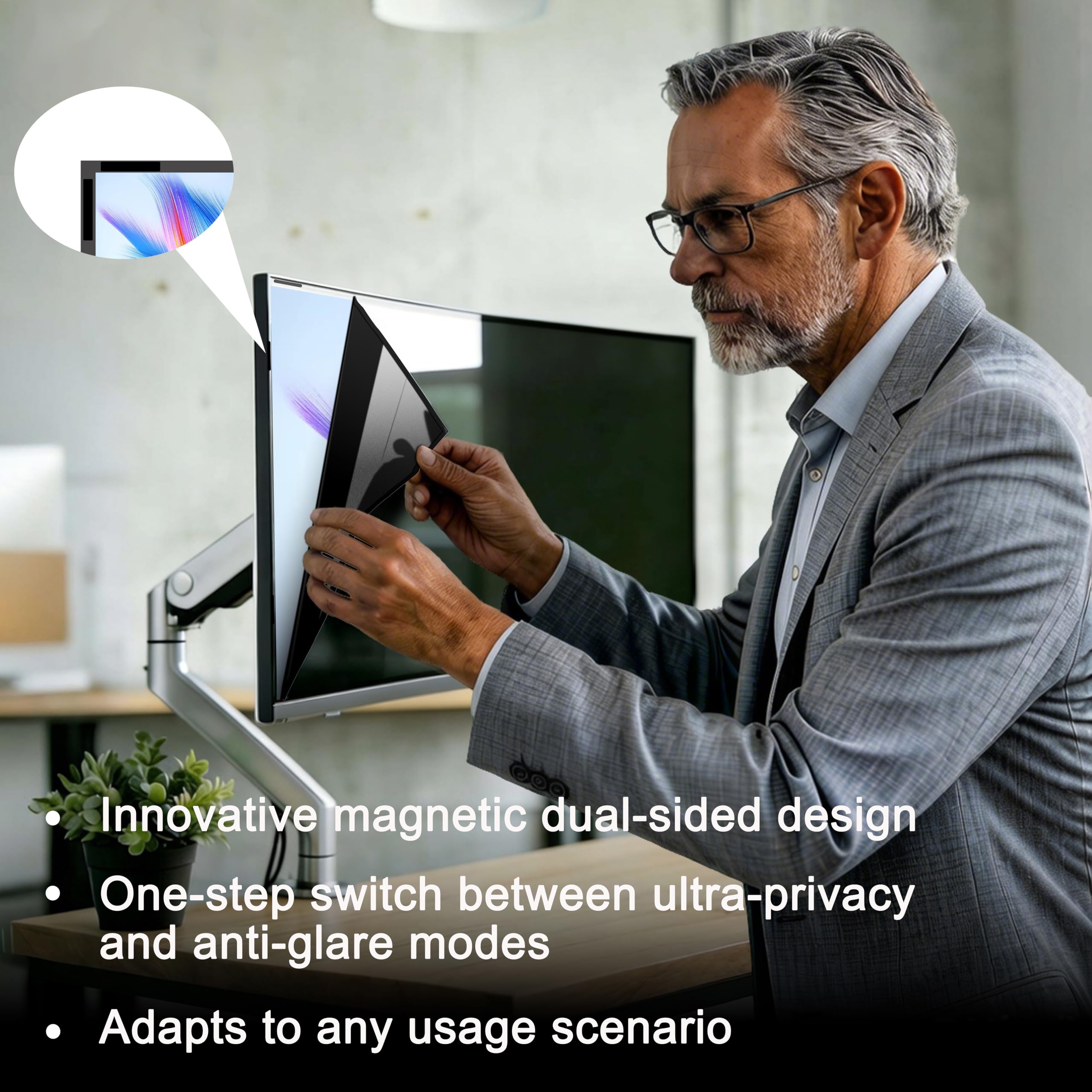 Paquete de 2 pantallas magnéticas de privacidad para monitor de 21.5 pulgadas (relación de aspecto 16:9), filtro de luz azul antirreflejos extraíble, escudo de privacidad opaco para