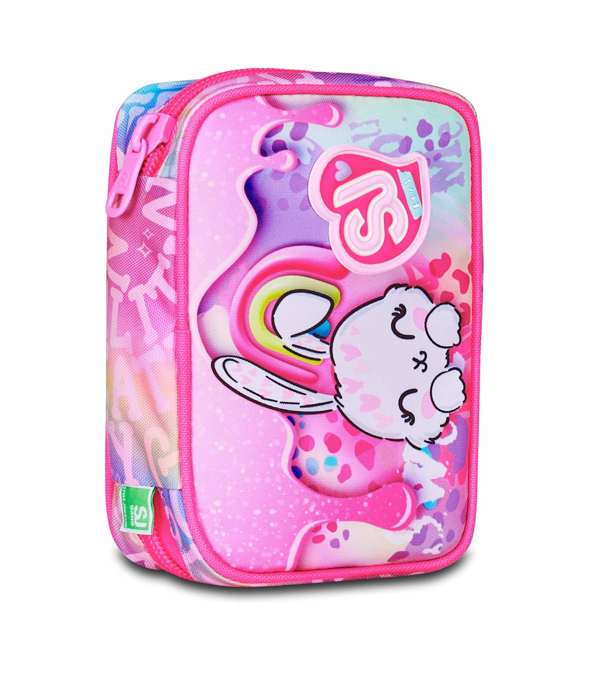 SJ GANG STYLE JAM GANG - Scortto a Scuola Multifunzionale Pink Mono Compartment con Spuntini Rimosso, Completo con Penna