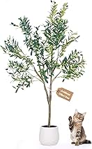 Artificial Olive Tree, 5FT Tall Faux Olive Tree with White Tall Planter, Lifelike Fruits, 60in x 9in (Width x Depth), Perfect for Home Office Decor