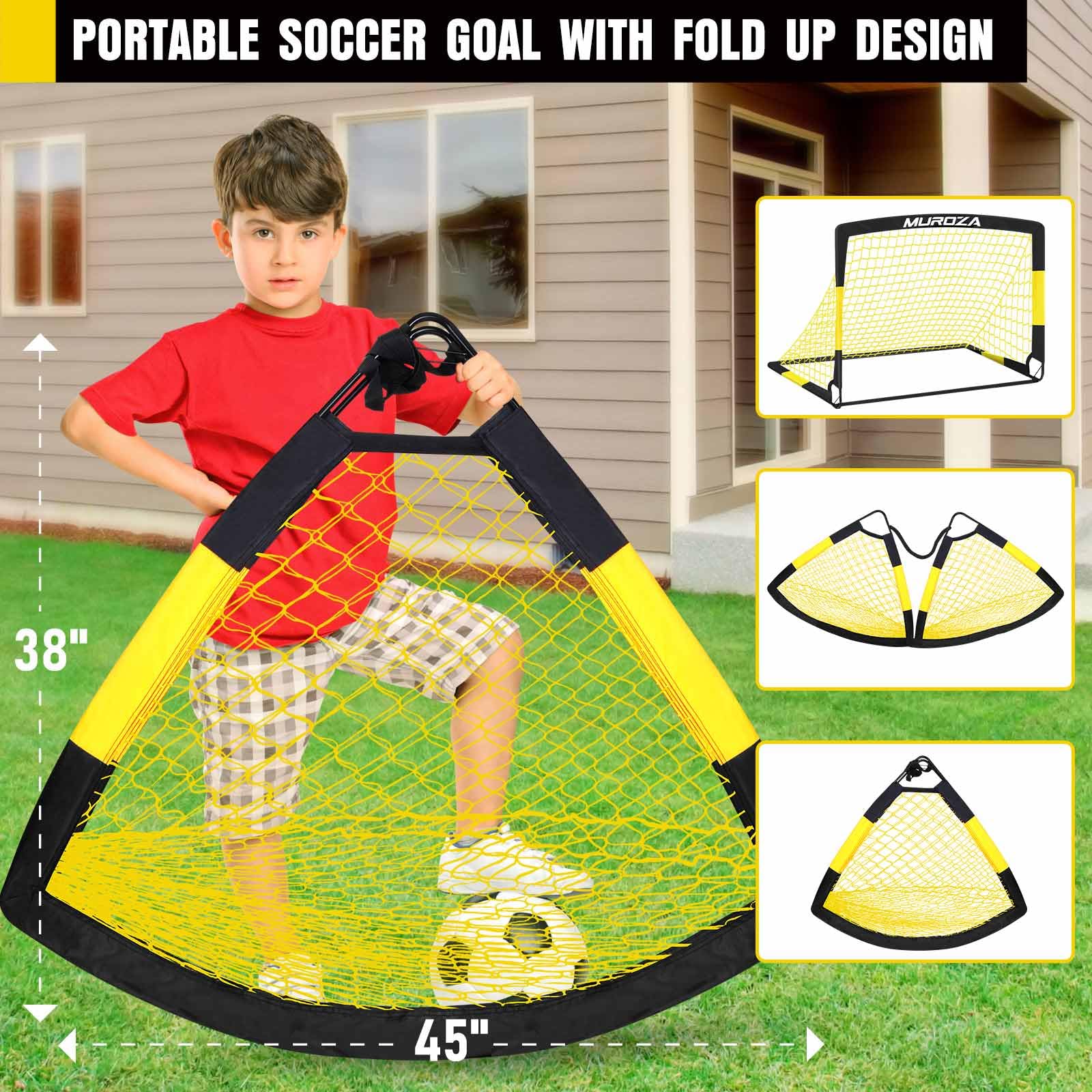 Soccer Goal, Kids Soccer Goals for Backyard Set, Pop Up Soccer Net view 8