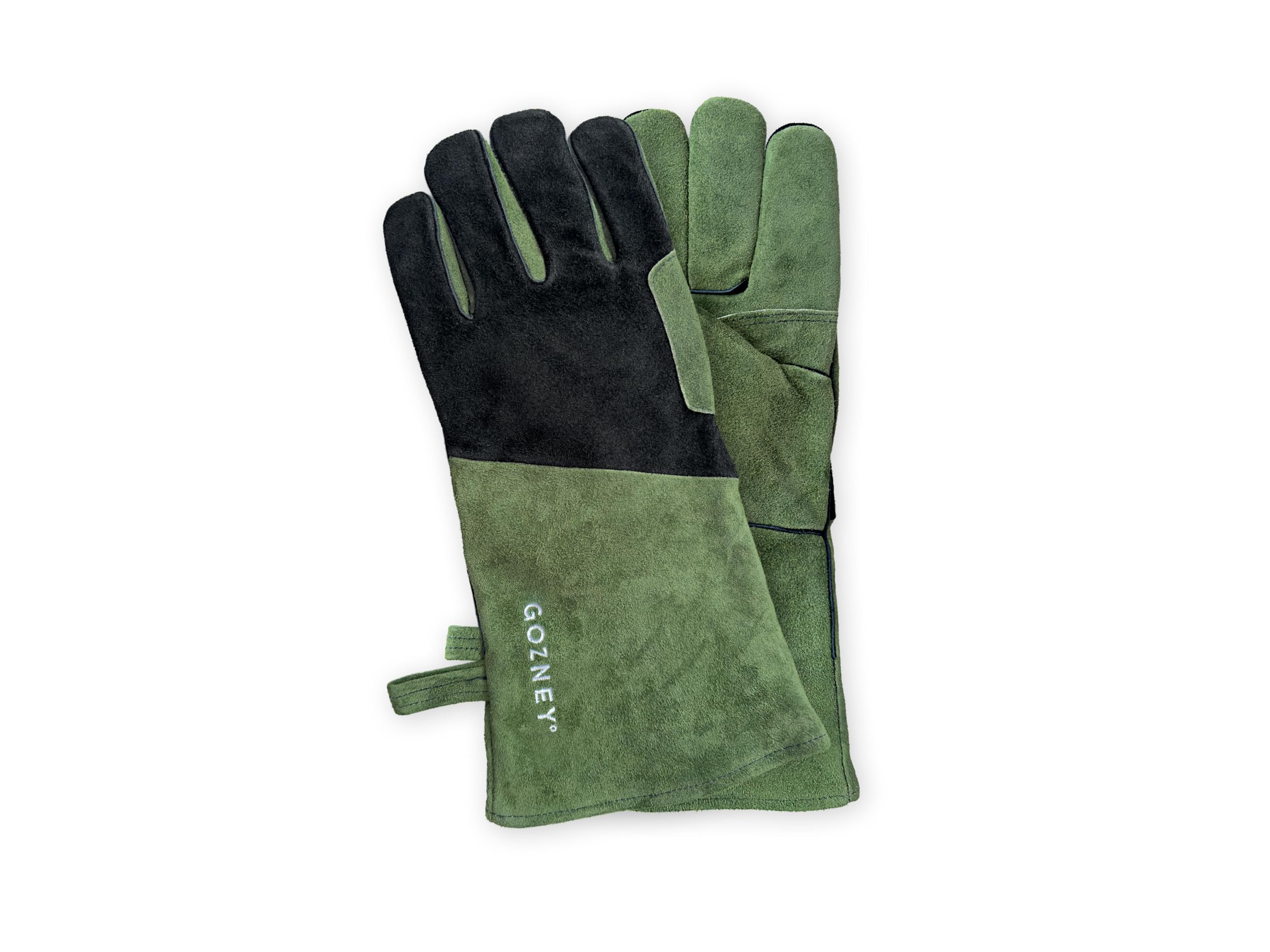 Gozney Green Heat-Resistant Gloves 14" - Premium Suede Gloves For Pizza Ovens, High-Heat Thermal Protection Up To 950°F, Long Gauntlet Design For Safety