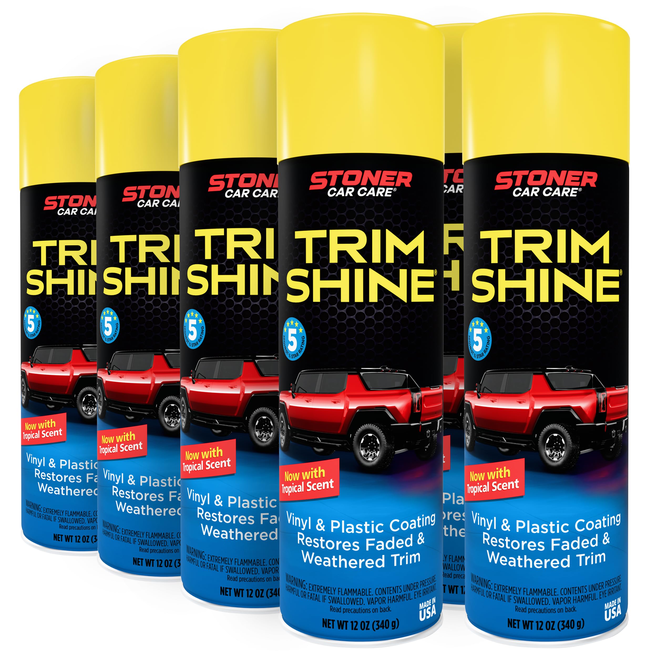 Stoner Car Care 91034-6PK Trim Shine – Black Trim and Plastic Restorer for Cars – Vinyl and Plastic Trim Protectant Coating for Interior and Exterior Use – Fast-Drying No Sling – 12 oz (Pack of 6)