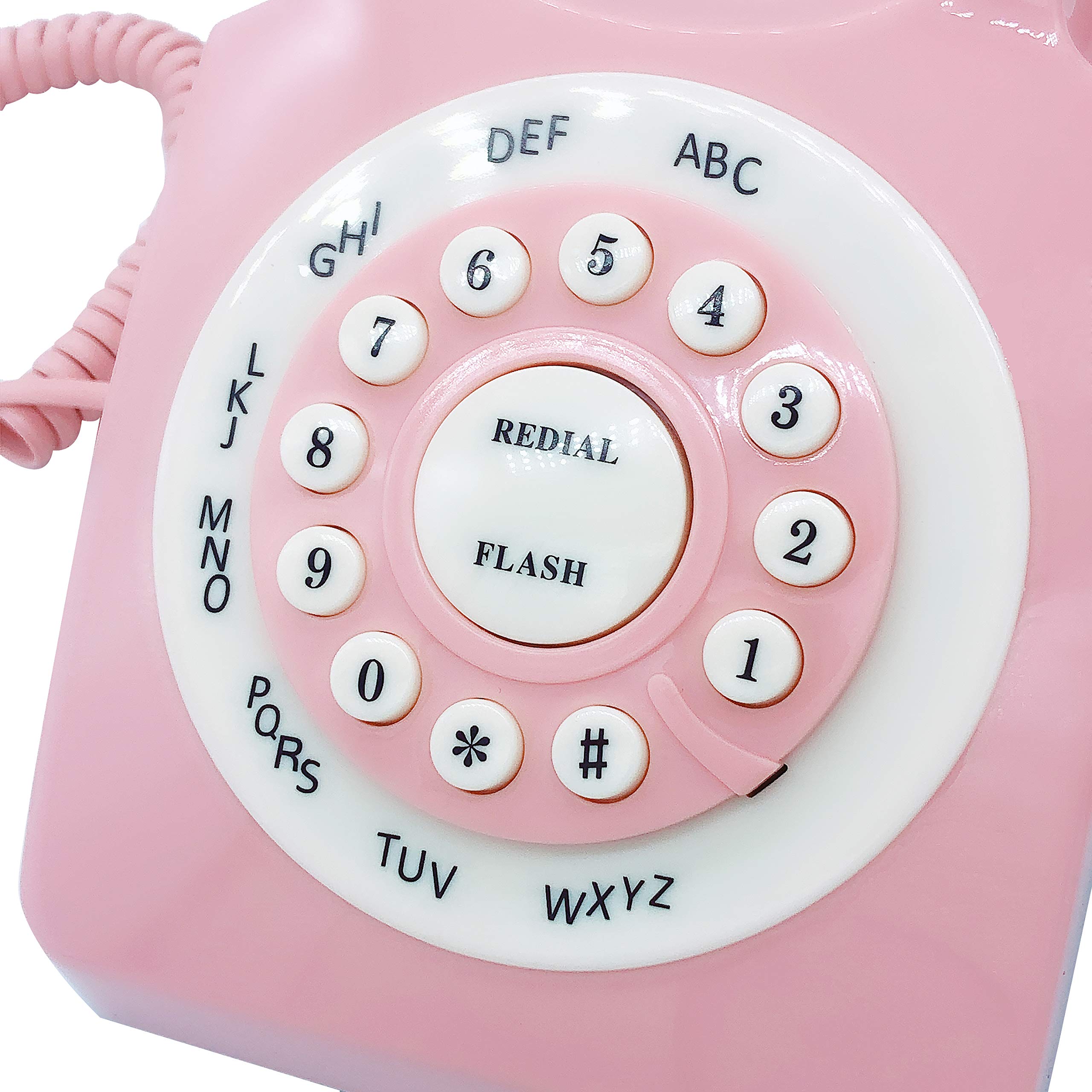 Teléfono Fijo con Cable Retro, Estilo Vintage, para el hogar y la Oficina, con Cable, Regalo para Personas Mayores (Rosa)