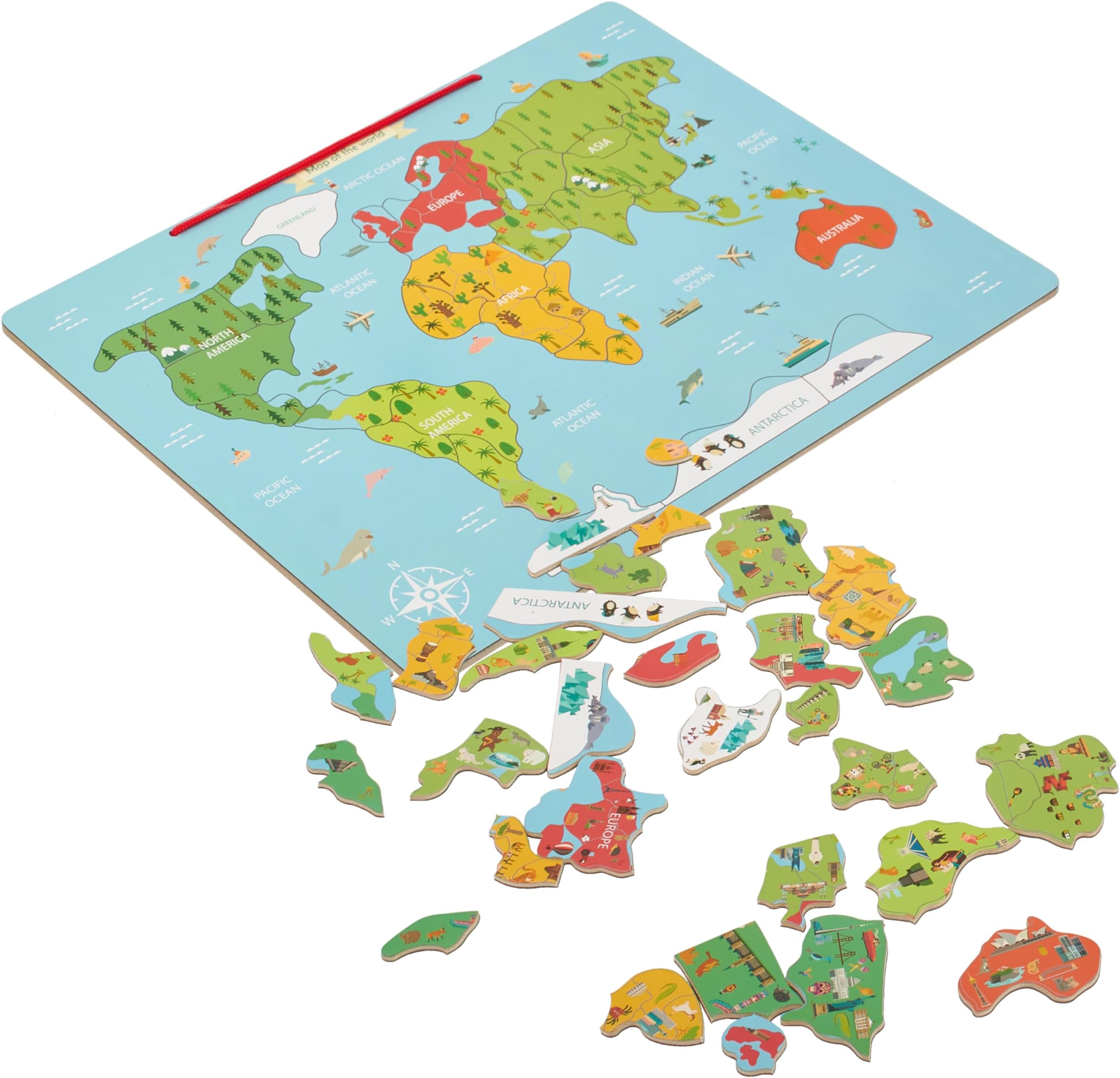Hubble Bubble KidsAlpine Choice Magnetic World Map Puzzle - Interactive Jigzaw Puzzles for - Cardboard Material - Educational and Fun Way to Learn Geography - World Map for - Blue
