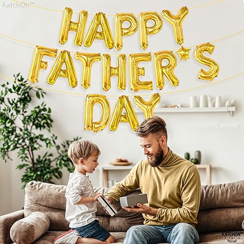 Miniatura 3 de KatchOn, Globos dorados para el día del padre, 16 pulgadas, decoraciones doradas del día del padre para fiesta, pancarta del día del padre,