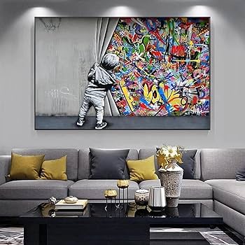 Amazon.co.jp: キャンバスウォールアート抽象キッドグラフィティ