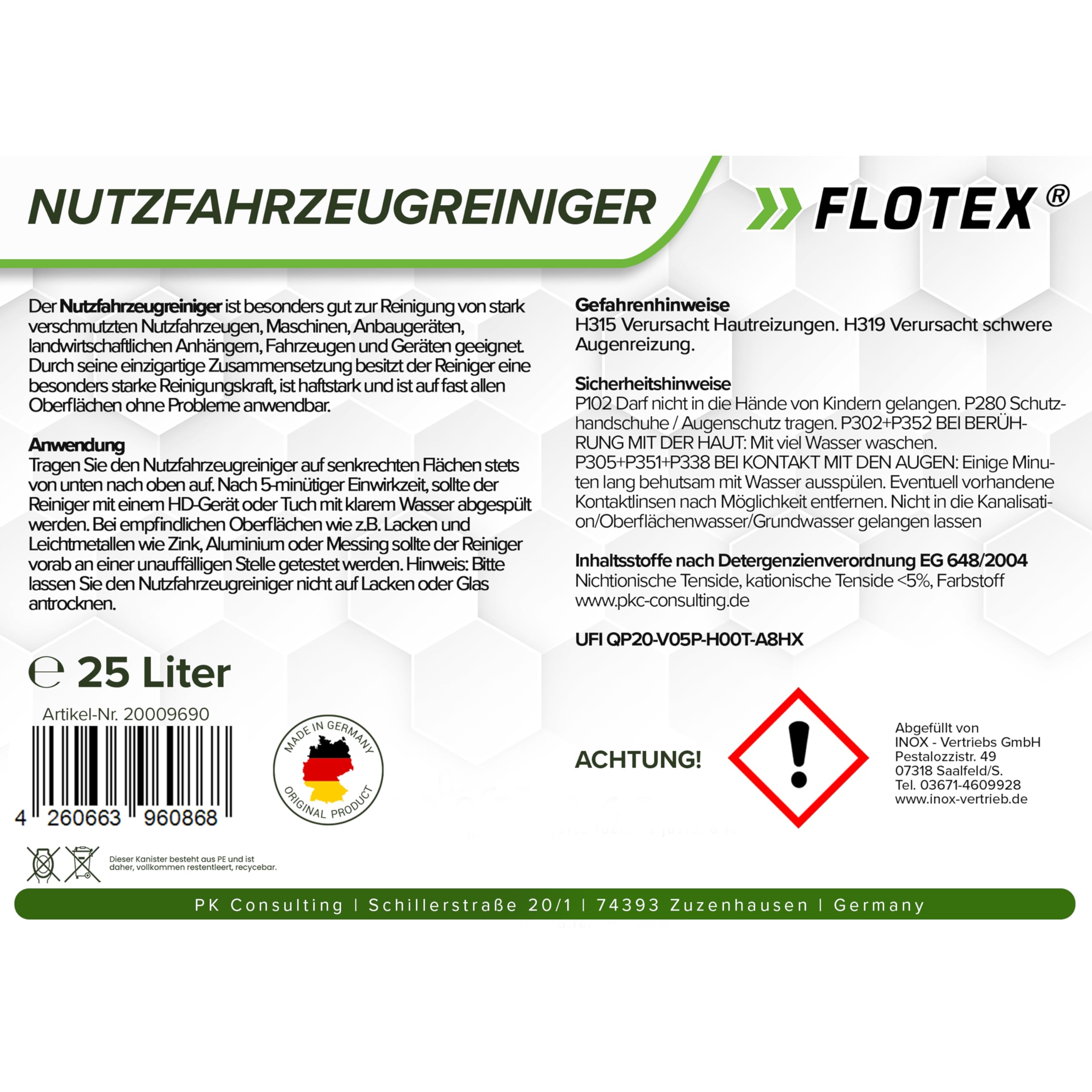 Hochwirksamer Nutzfahrzeugreiniger 25L | Effektiver Reiniger für Nutzfahrzeuge| Profi Reiniger für LKW, Wohnmobile und Caravan I Idealer Landmaschinenreiniger
