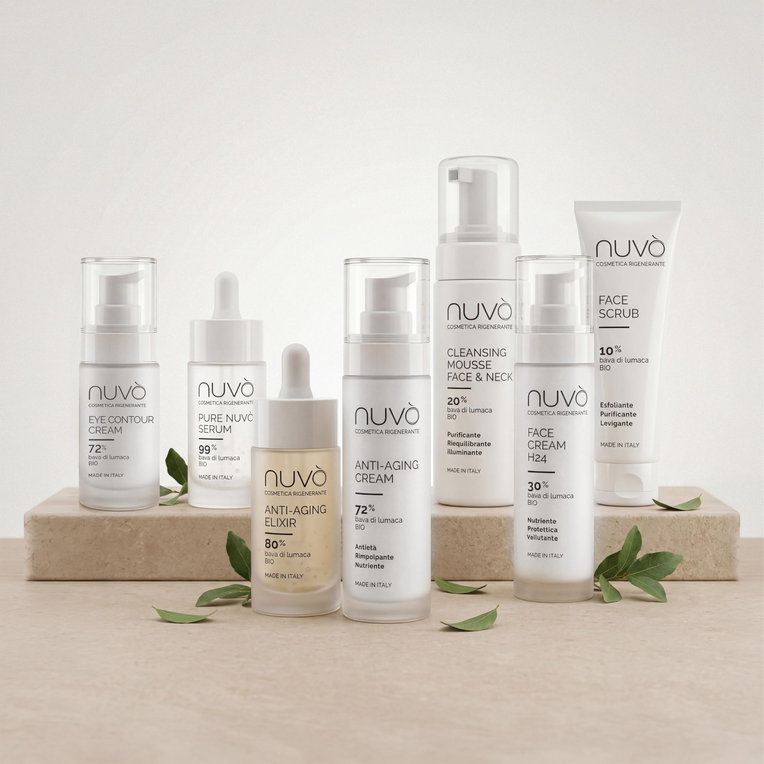 Nuvò – Sérum Visage à la Bave d'Escargot Pure 99%, 30 ml, Apporte Apaisement, Douceur et Hydratation à la Peau, Sérum Hydratant Concentré, Régénérant, pour Homme et Femme, Made in Italy