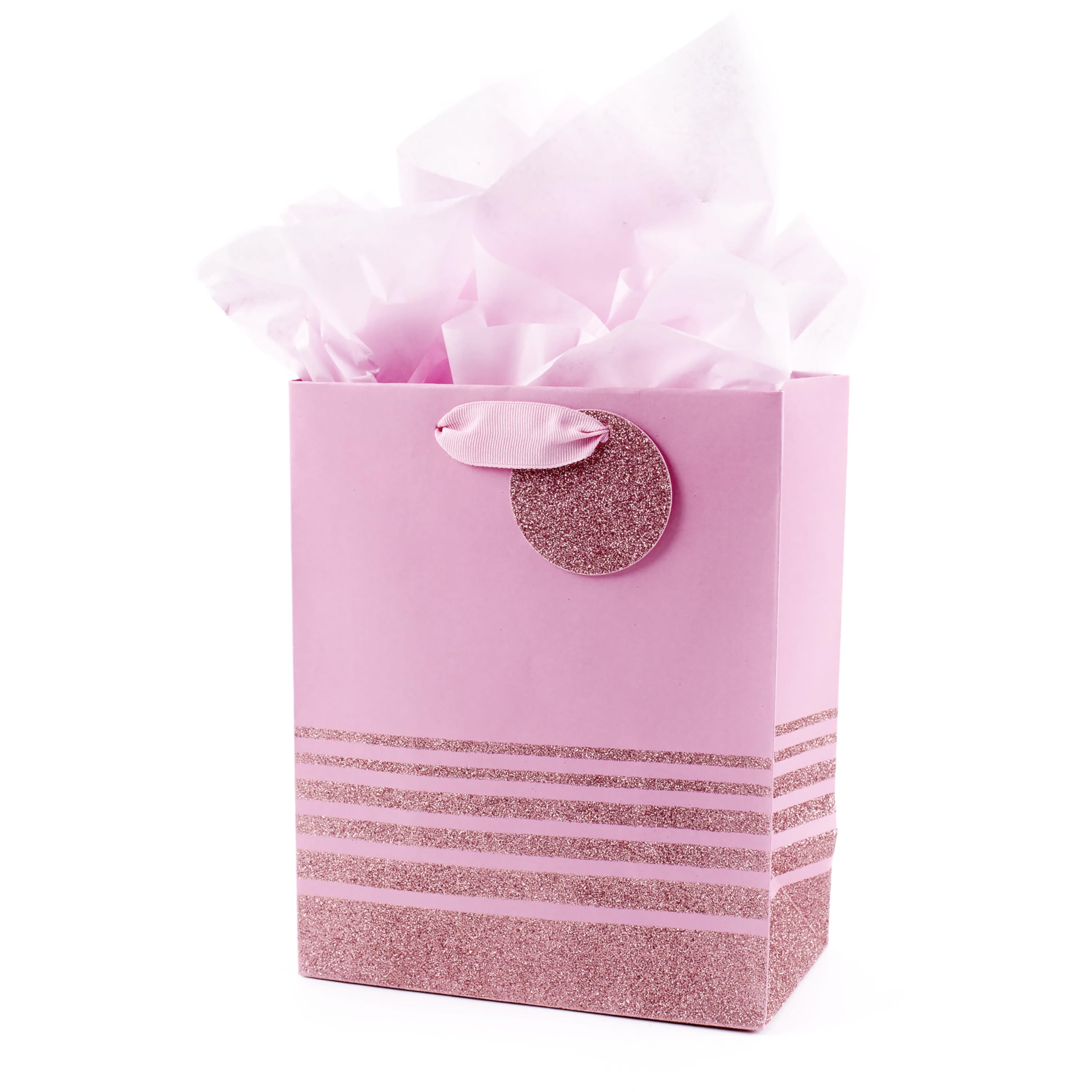 Paper Medium Gift Bag With Tissue (Pink Stripes), 1 count