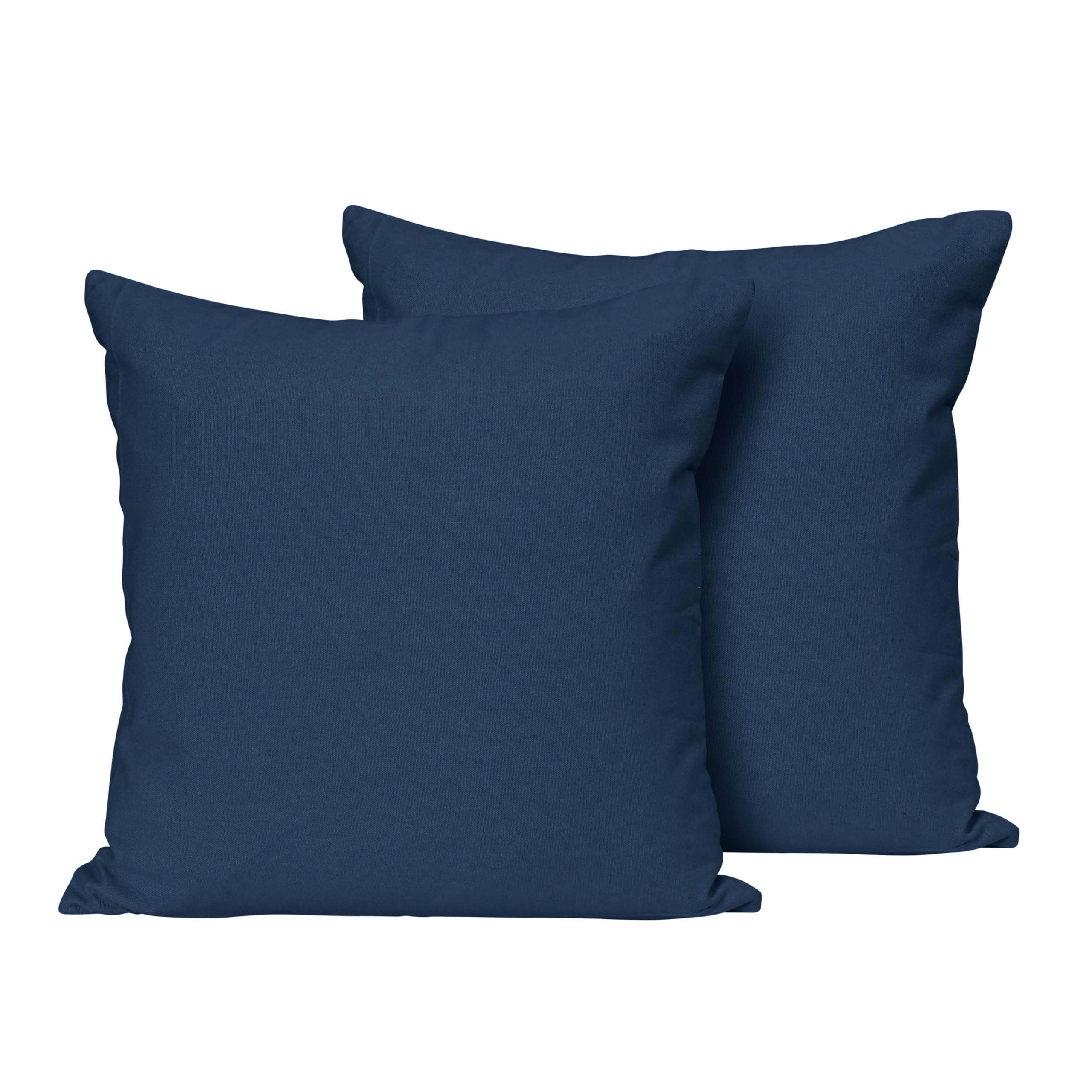 RIANGI Cotton Throw Pillow Covers With Zipper Cushion Covers 45cm X 45cm - No Inserts - Living Room, Bed, Sofa, Couch - Boho Home Decor - Cushion Cover/pillowcases Scotch Blue 18" X 18" (pack Of 2)