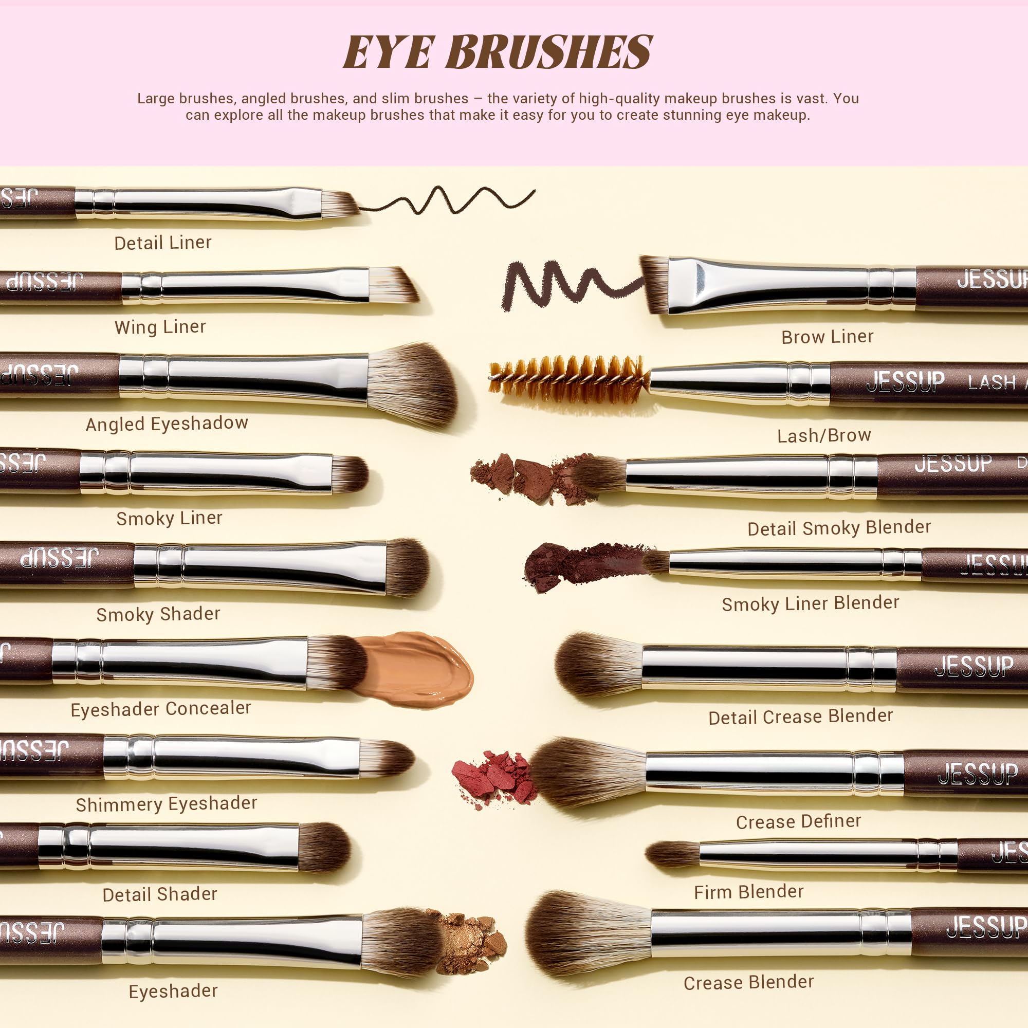 Jessup Makeup Brushes Set Professional 25pcs Premium Synthetic Make up Brushes for Foundation Eyeshadow Blending Concealer Blush Contour Bronzer Eyeliner Eyebrow - Image 4