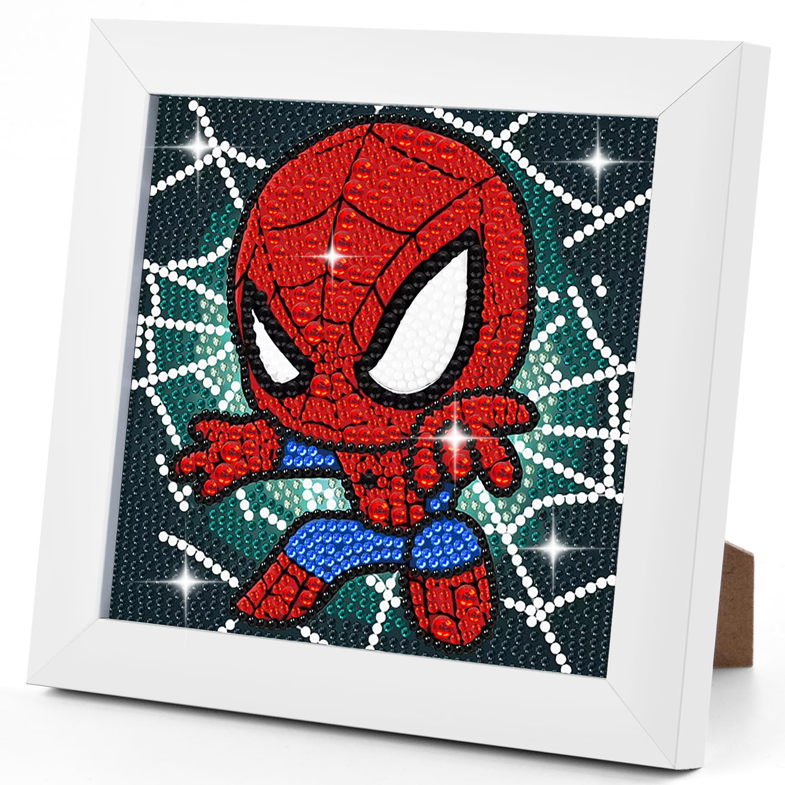 WuGU Juego de Pintura de Diamantes para Niños, Pintura de Diamantes 5D con Marco de Madera, Juego Cuadros Cartoon Pintura de Diamantes para Niños, DIY para Niñas y Niños de 6 a 12 Años (18 x 18 cm)