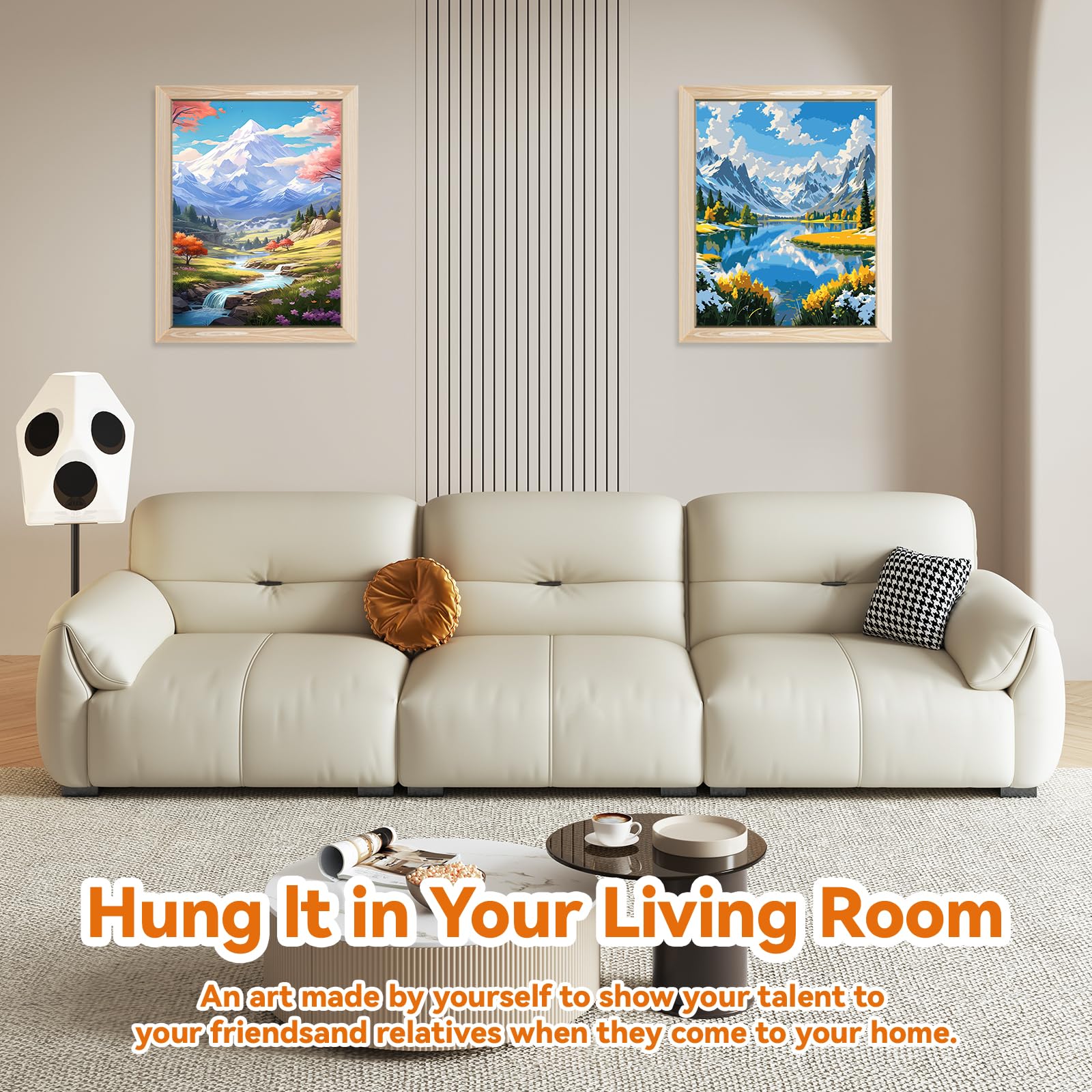 EFOTIML Kit di vernice a numeri per adulti principianti e bambini Età 8-12, 16x20 Tela per kit di vernice per adulti in scatola colorata (senza cornice) - montagna di neve e lago (2PCS)