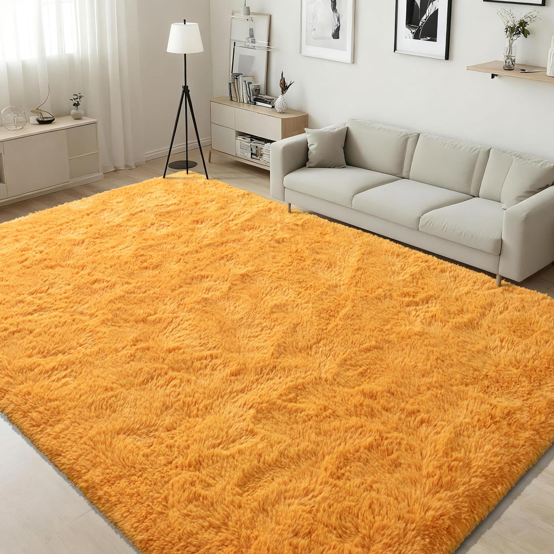 ISEAU Fluffy Rug Carpets Soft Shaggy Area Rugs Indoor Floor Mats for Kids Room Fuzzy Carpet Comfy Cute Nursery Mat Bedside Rug for Boys Girls Bedroom Living Room Home Decor, 6ft x 9ft,Orange