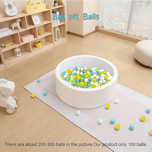 Miniatura 5 de Pelotas de bolas 100, bolas de plástico a prueba de aplastamiento para bebés de 1 a 3 años con bolsa de malla, 3 colores (2.17 pulgadas), verde