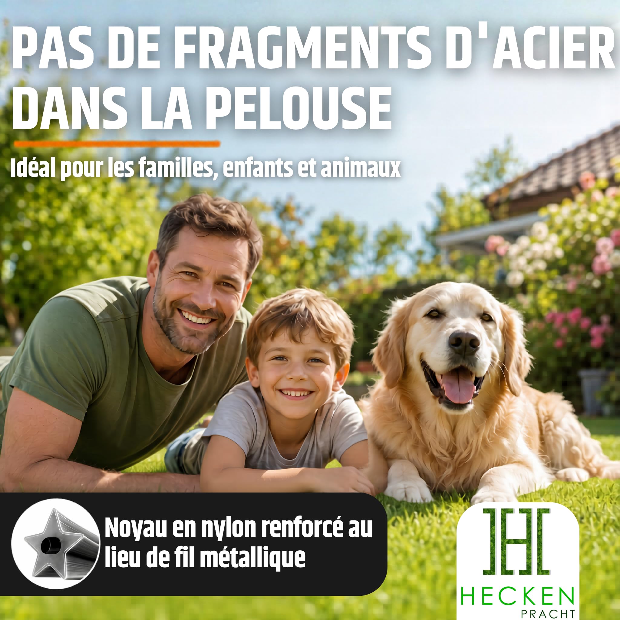 Heckenpracht® Fil débroussailleuse avec noyau renforcé 2mm x 50m | profil étoile extrêmement tranchant | fil pour débroussailleuse | fil pour rotofil